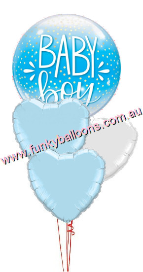 (image for) Baby Boy Bubble + Hearts Bouquet - Click Image to Close
