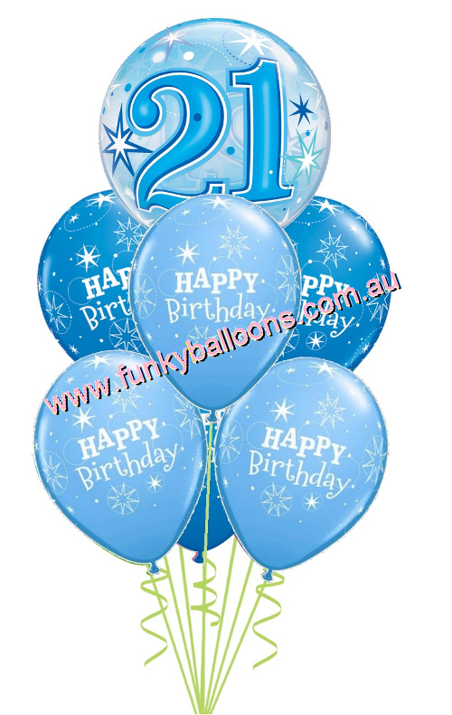 (image for) 21st Blue Starburst Bubble Birthday Bouquet