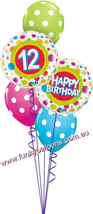 (image for) Colourful Dots 12th Birthday Bouquet - Click Image to Close
