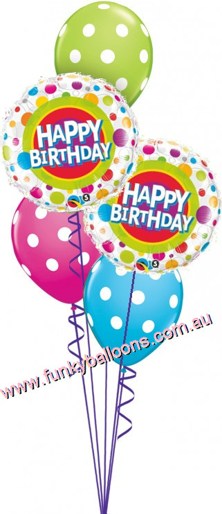 (image for) Colourful Dots Happy Birthday Bouquet - Click Image to Close
