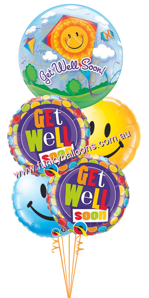 (image for) Get Well Soon Kite Bubble + Smiles Bouquet