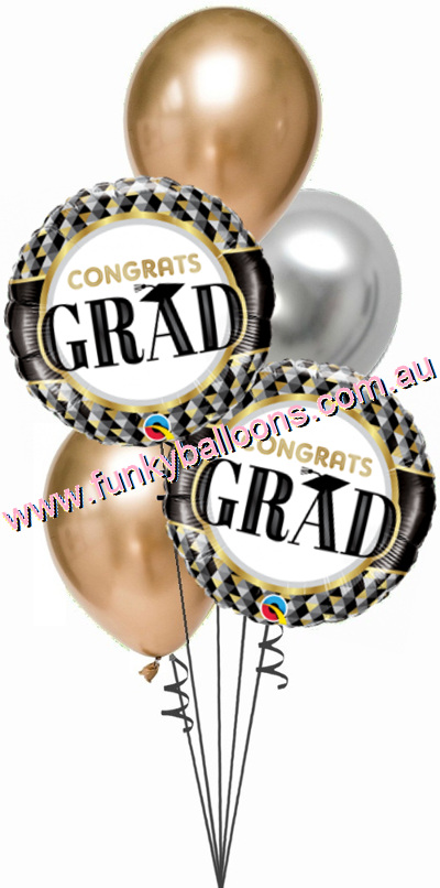 (image for) Gold + Black Patterns Congratulations Graduation Bouquet - Click Image to Close
