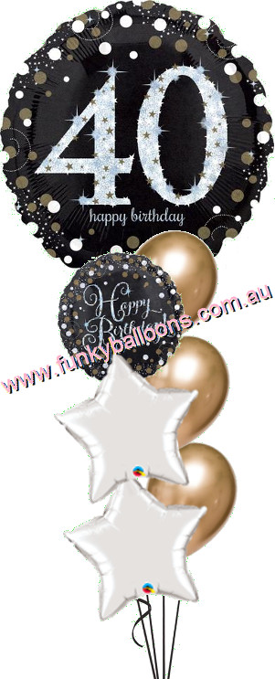 (image for) Jumbo Golden Sparkling 40th Birthday Bouquet - Click Image to Close