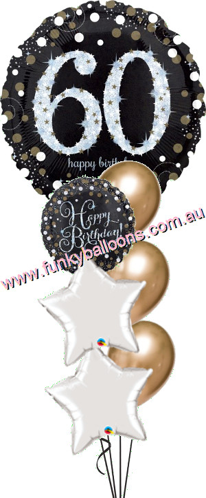 (image for) Jumbo Golden Sparkling 60th Birthday Bouquet - Click Image to Close