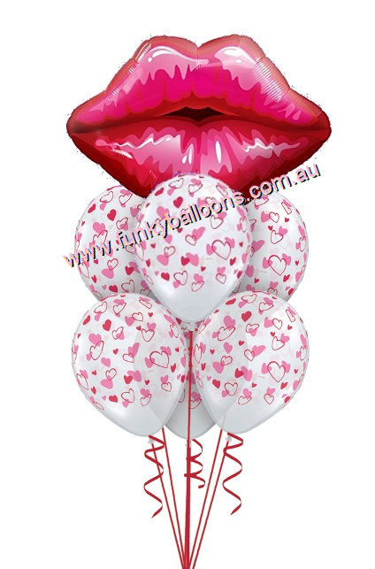 (image for) Big Red Kissey Lips Bouquet - Click Image to Close