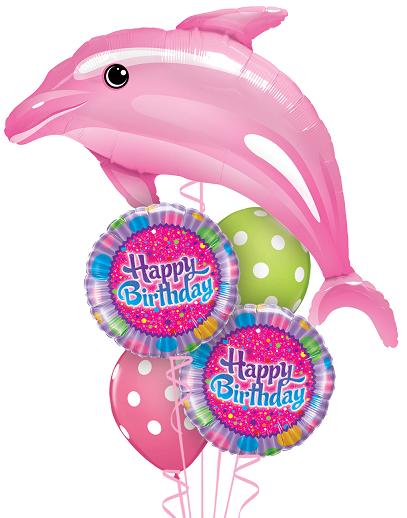 (image for) Dolphin Delightful Pink Birthday Bouquet - Click Image to Close