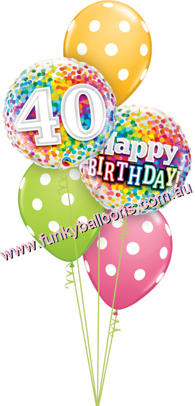 (image for) 40th Rainbow Confetti + Polka Dots Bouquet - Click Image to Close