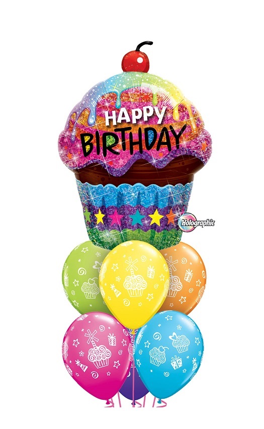 (image for) Colourful Cupcake Happy Birthday Bouquet