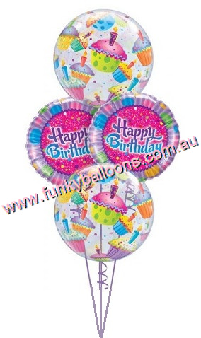 (image for) Birthday Cupcake Bubbles Bouquet