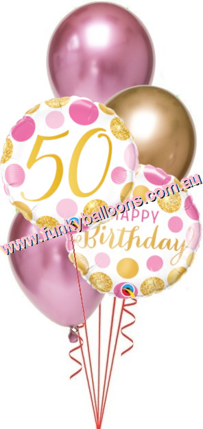 50th Birthday Gold + Pink Chrome Bouquet